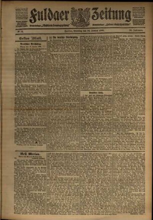 Erste Ausgabe vom Samstag, den 18. Januar 1908.