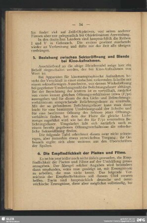 6. Die Empfindlichkeit der Platten und Filme