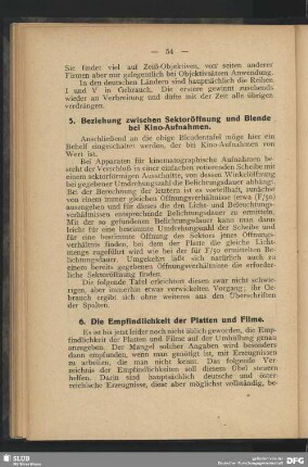 6. Die Empfindlichkeit der Platten und Filme