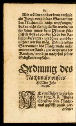 Ordnung des Nachtmals unsers Herrn Jesu Christi.