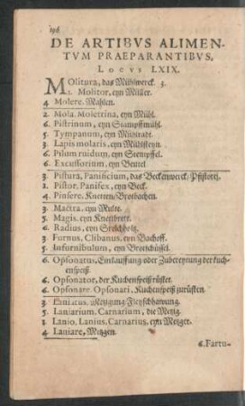 De Artibus Alimentum Praeparantibus. Locus LXIX.