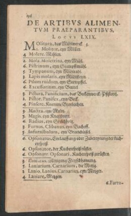 De Artibus Alimentum Praeparantibus. Locus LXIX.