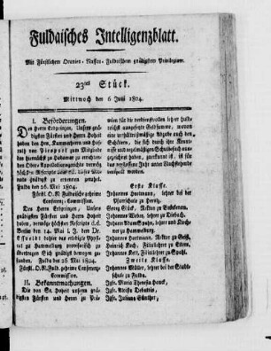 23tes Stück, Ausgabe vom 6. Juni 1804