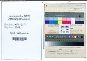 Entnazifizierung Wilhelmine Noell , geb. 15.11.1916 (Verkaufsstellenleiter)
