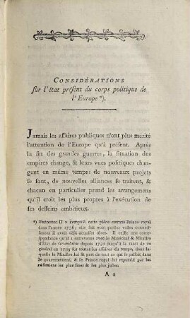 Oeuvres Posthumes De Fréderic II., Roi De Prusse, 6. Considérations sur l'état présent du Corps politique de l'Europe