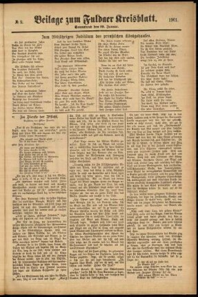 Zweite Ausgabe vom Samstag, den 19. Januar 1901.