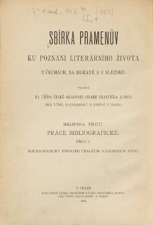 Sbirka pramenův ku poznání literárního života v Čechach, na Moravě a v Slezsku, 1