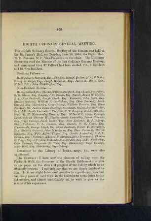 Eighth Ordinary General Meeting: The Straits Settlements and British Malaya. By Sir Frederick A. Weld, K.C.M.G.