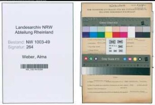 Entnazifizierung Alma Weber , geb. 19.11.1901 (Geschaeftsinhaberin)