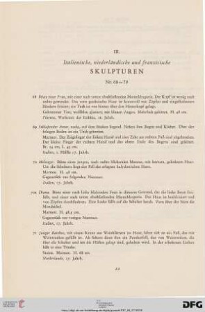 III. Skulpturen (Nr. 68-79)
