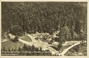 Flugzeugaufnahme v. Gasthaus u. Pension "z. Nachtigall" bei Baden-Baden