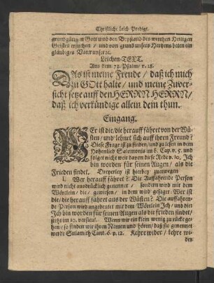 Leichen-Text. Aus dem 73. Psalm/ v. 28.
