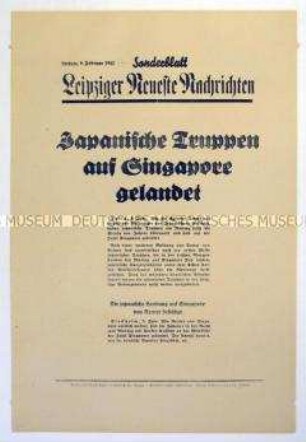 Sonderblatt der "Leipziger Neuesten Nachrichten" zum Kriegsverlauf in Ostasien