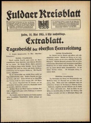 Zweite Ausgabe vom Freitag, den 14. Mai 1915.