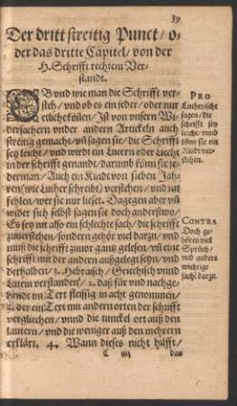 Das dritt streitig Punct ... von der H. Schrifft rechtem Verstandt.