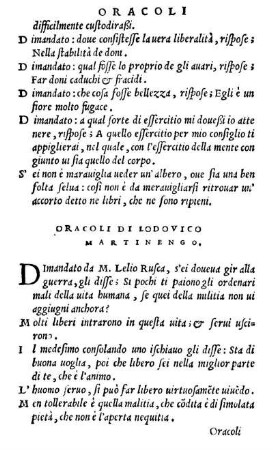Oracoli Di Lodovico Martinengo.