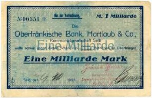 Geldschein / Notgeld, 1 Milliarde Mark, 4.10.1923