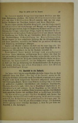 VII. Ausblick in die Zukunft