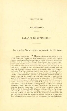 Chapitre XXX . Huitième traité - Balance du commerce