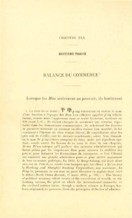 Chapitre XXX . Huitième traité - Balance du commerce