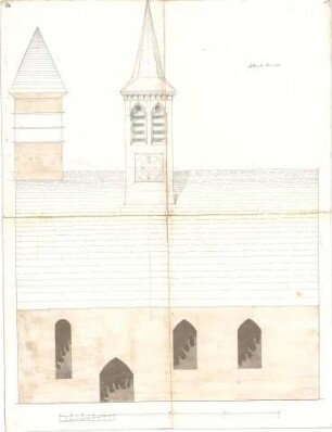 Dolmetsch, Heinrich; Zazenhausen; Ev. Pfarrkirche, Restaurierung - Alter Zustand - Südseite (Ansicht)