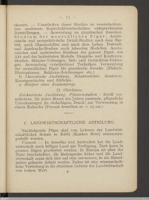 C - Landwirtschaftliche Abteilung