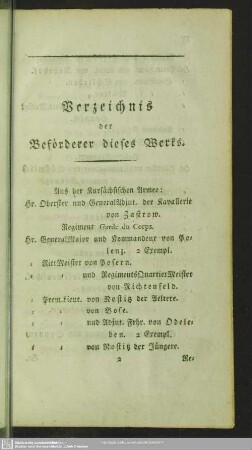 Verzeichnis der Beförderer dieses Werks