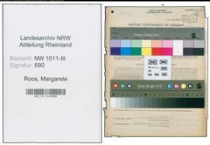 Entnazifizierung Margarete Roos , geb. 21.12.1919 (Kindergaertnerin)