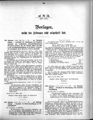 Anlage: ad No.24 (367-376.), Vorlagen, welche den Zeitungen nicht mitgeteilt sind
