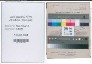 Entnazifizierung Karl Krause , geb. 08.04.1907 (Werkmeister)