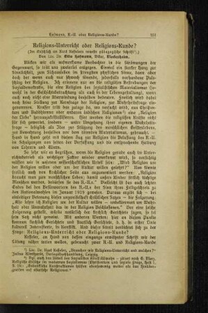 Religions-Unterricht oder Religions-Kunde? : (im Anschluß an Kurt Kesselers neueste pädagogische Schrift)