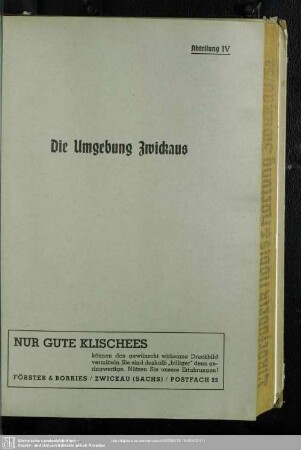Abteilung IV. Die Umgebung Zwickaus