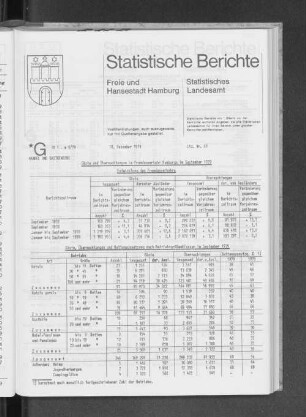 Gäste und Übernachtungen im Fremdenverkehr Hamburgs im September 1979 : Lfd. Nr. 68