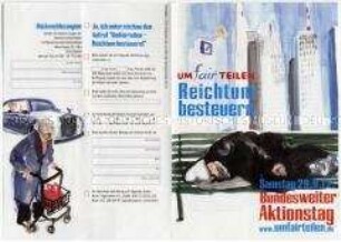 Propagadaschrift mit dem Aufruf zum bundesweiten Aktionstag "Umfairteilen - Reichtum versteuern!" am 29. September 2012