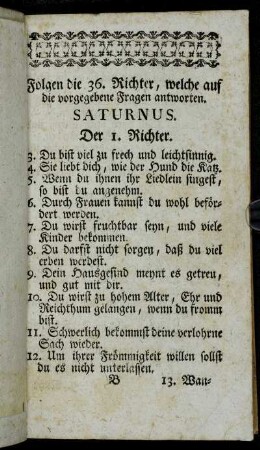 Folgen die 36. Richter, welche auf die vorgegebene Fragen antworten