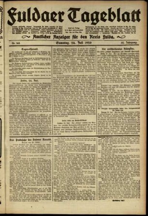 Ausgabe vom Samstag, den 24. Juli 1920.
