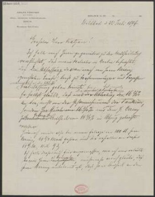Brief an Henri Berény : 22.07.1894