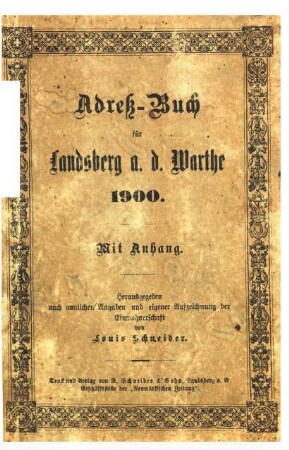 Adreßbuch Landsberg (Warthe) und Bürgerwiesen
