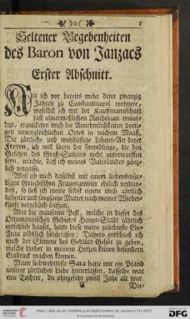 Seltener Begebenheiten des Baron von Janzacs