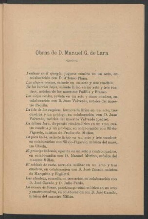 Obras de D. Manuel G. de Lara