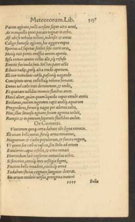 [Ende von: Ioannis Ioviani Pontani Ad Lucium Franciscum filium Meteororum. Lib.]