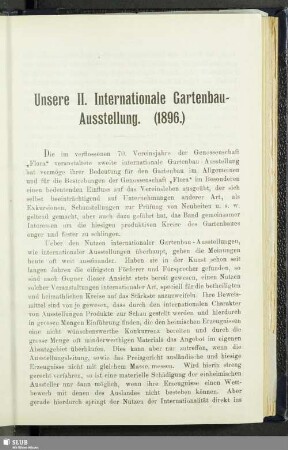 Unsere II. Internationale Gartenbau-Ausstellung. (1896)
