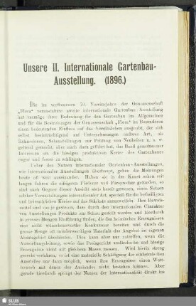 Unsere II. Internationale Gartenbau-Ausstellung. (1896)