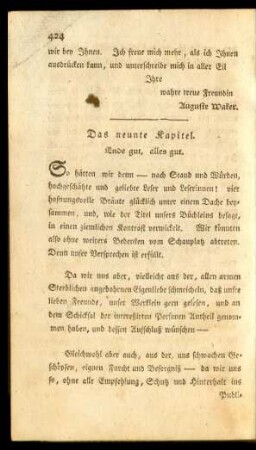 Das neunte Kapitel. Ende gut, alles gut.