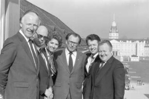 Redaktionskonferenz von Ministerpräsident Lothar Späth bei den "Badischen Neuesten Nachrichten"