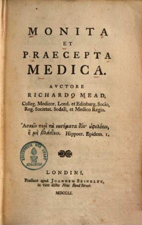 Monita Et Praecepta Medica