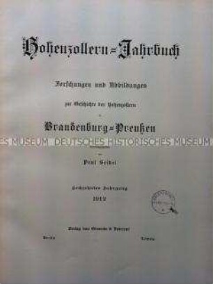 Hohenzollern-Jahrbuch, 16. Jahrgang 1912