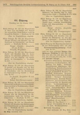 64. Sitzung, Dienstag den 14. Oktober 1919