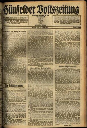 Ausgabe vom Freitag, den 15. Juli 1921.