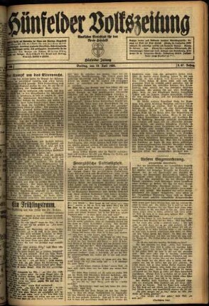 Ausgabe vom Freitag, den 15. Juli 1921.